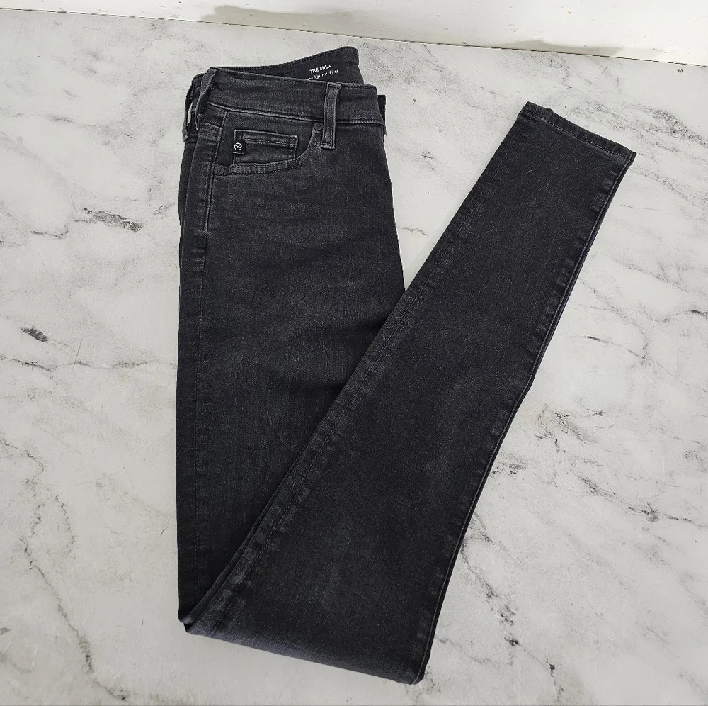 Ag Adriano Goldschmied The Mila Super High Rise Skinny‎ Ankle Black Jeans 28 NWT